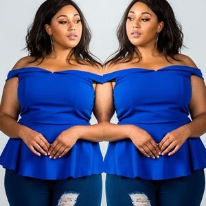 ➕0x-PLUS SIZE OFF SHOULDER PEPLUM TOP